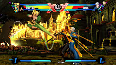 Una captura de pantalla de Marvel vs. Capcom 3.