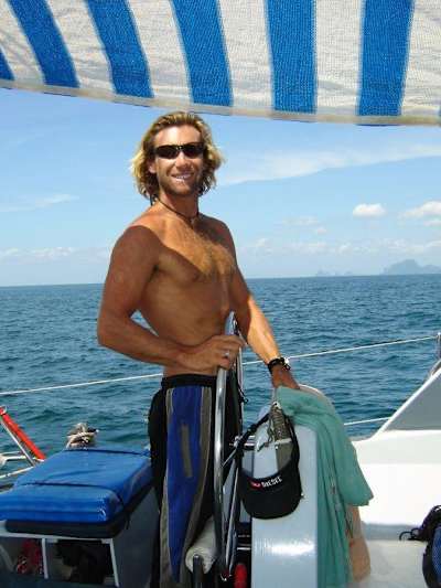 Bruno before his accident, working on a yacht