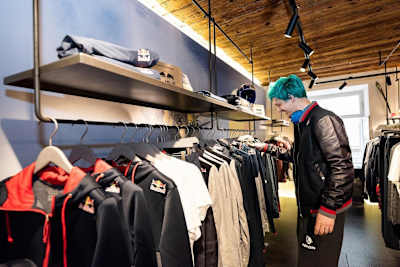 Tyler Blevins a.k.a. Ninja is seen during his visit to the Red Bull world and Alpha Tauri shop as part of the Ninja Euro Trip in Salzburg, Austria on March 8, 2019.