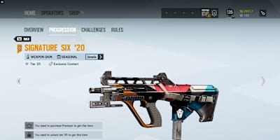 The Signature Six skin will work for any weapon in your arsenal