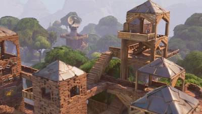Screenshot from Fortnite shows a built fortress
