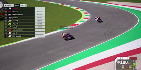 Honda's Álex Márquez leading Ducati's Francesco Bagnaia during the StayAtHome MotoGP™ virtual race.