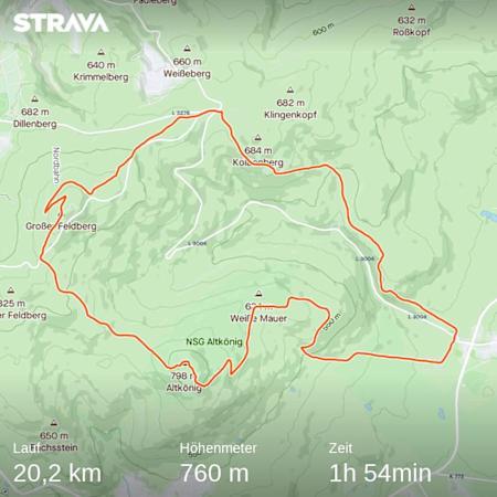 Screenshot der Großer-Feldberg-Trailrunning-Runde über den Altkönig im Taunus.