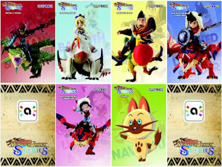 An image of eight Monster Hunter Stories amiibo cards
