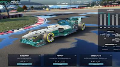 Screenshot of Motorsport Manager's vehicle setup screen