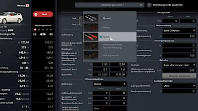 Screenshot from Gran Turismo 7 shows the suspension selection in the setup menu