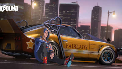 Screenshot aus Need for Speed Unbound zeigt einen getunten Nissan Fairlady