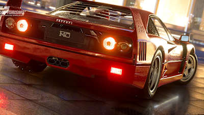 Screenshot aus Gran Turismo 7 zeigt einen Ferrari F40 im Scapes-Modus samt Raytracing