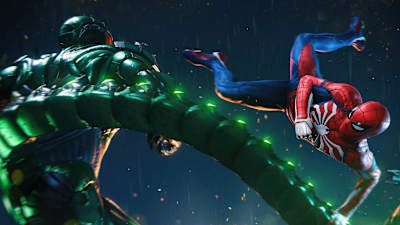 Screenshot aus Marvel's Spider-Man Remastered PC zeigt den Helden und Scorpion.