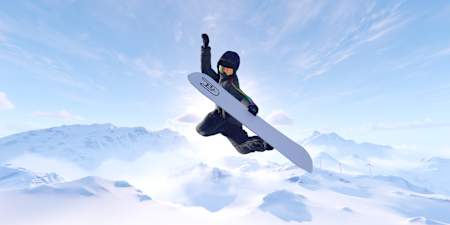 Screenshot aus Shredders für Xbox Series X zeigt einen Snowboarder bei einem Grab