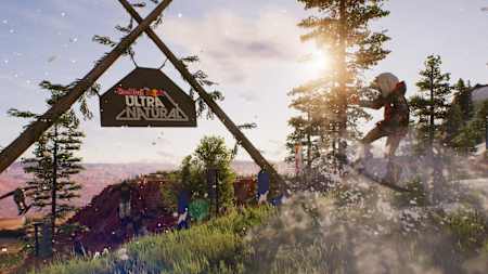 Screenshot aus Riders Republic zeigt einen Trick auf dem Snowboard bei Red Bull Ultra Natural