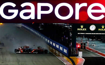 It was carnage off the start in the spray in Singapore