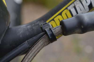 Close up of the wiring on an MX bike