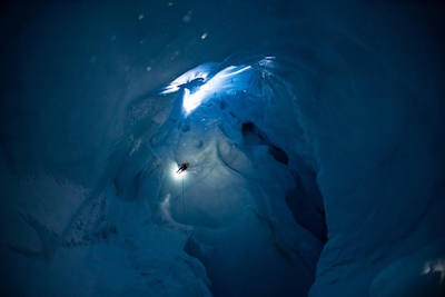Will Gadd descends into the ice cap during his trip to explore the Greenland ice cap in August 2018.