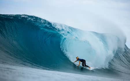 Molly Picklum rides the tube at Backdoor during the 2024 Lexus Pipe Pro