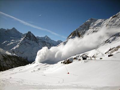 An avalanche in Zinal, Switzerland.