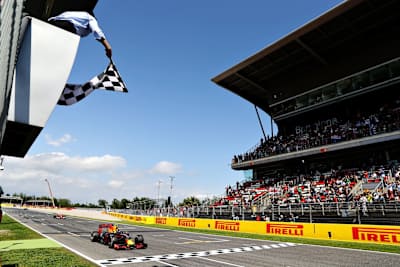 Max Verstappen crossed the finish line to score his first F1 victory at the Spanish GP in 2016.