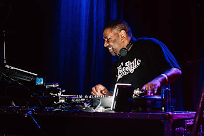 DJ Renegade is famous DJ and a B-Boy, seen here at the Red Bull BC One Cypher in Antwerp.