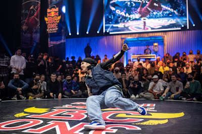 B-Girl Stefani from the U.K. competes at the Last Chance Cypher of the Red Bull BC One world final in Shakespeare theatre in Gdansk, Poland on November 4, 2021.
