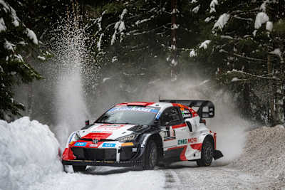El equipo de Elfyn Evans, Toyota Gazoo Racing, durante el Campeonato del Mundo de Rally de Suecia en Umea, Suecia, el 24 de febrero de 2022.