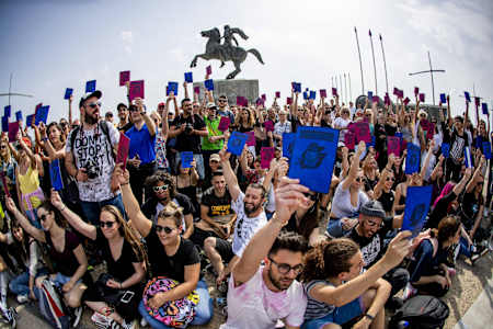 The crowd chooses the winners at Red Bull Dance Your Style in Thessaloniki, Greece.