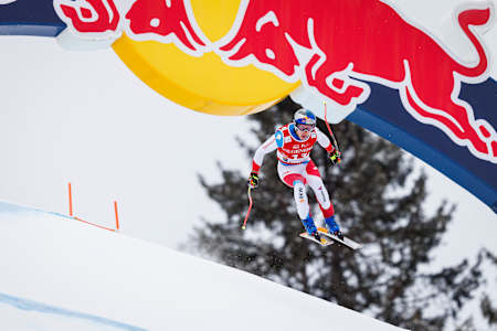 Marco Odermatt races on the Streif in 2022.