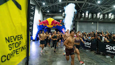 Participants kick off at Hyrox Singapore in Expo Hall 5, Singapore Expo on August 31, 2024. 