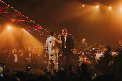 In 2024, Marwan Pablo performs with an orchestra at Red Bull Symphonic in Cairo.
