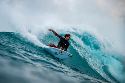 Jack Robinson surfs at Pupukea, Hawaii, on February 16, 2023. 