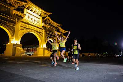 Participants running at Wings For Life World Run App Run in Taiwan on May 5, 2024.