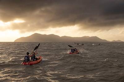 Competitors perform during the Red Bull Defiance at Mission Beach, Australia on August 27, 2023.
