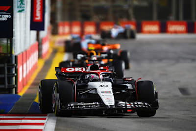 Liam Lawson driving the Scuderia AlphaTauri AT04 on track during the F1 Grand Prix of Singapore at Marina Bay Street Circuit on September 17, 2023 in Singapore, Singapore.
