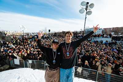 Mela Stalker and Lane Weaver celebrate at Red Bull Heavy Metal!