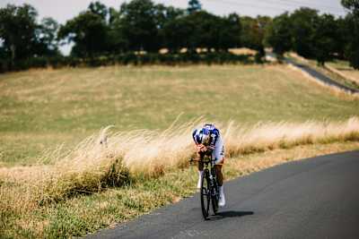 Remco Evenepoel trains for the TT during rest day