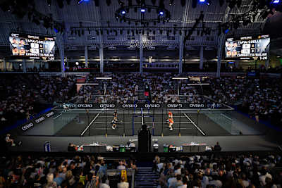 General view of the 2026 London Premier Padel P1 final match held at the Olympia in London, Great Britain on August 9, 2026.