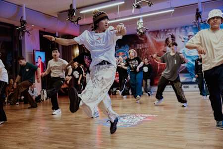 The D. Soraki teaches a workshop prior to the Red Bull Dance Your Style World Final in Frankfurt, Germany on November 1, 2023.