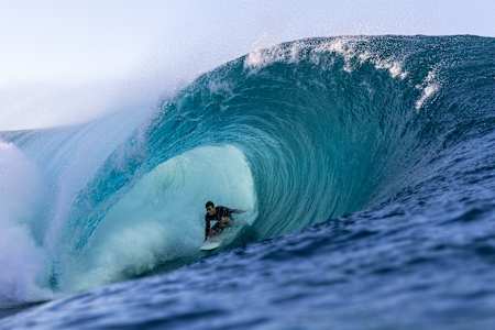 Jack Robinson rides the tube in Tahiti