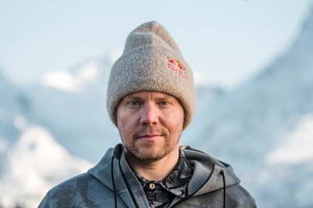 Travis Rice poses for a portrait in Valdez, Alaska, USA on April 18, 2023.