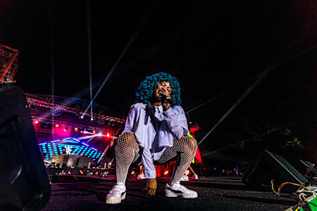 South Africa's Moonchild Sannelly photographed performing live.