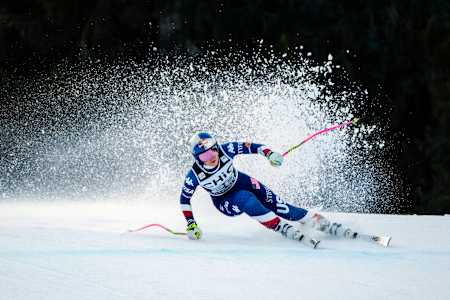 Lindsey Vonn of Team United States in action during the Audi FIS Alpine Ski World Cup Women’s Downhill on January 25, 2025, in Garmisch Partenkirchen, Germany.