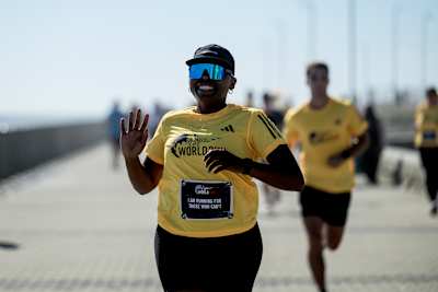 Participants seen during the Wings for Life World Run App Run Event in Cape Town, South Africa on May 5, 2024.