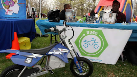 The B-360 social enterprise stand at a public event in Baltimore, USA.