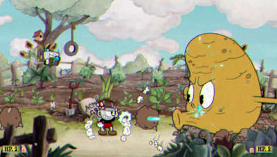 Screenshot from Cuphead Farm Boss 