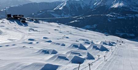 Uno de los snowparks de Laax
