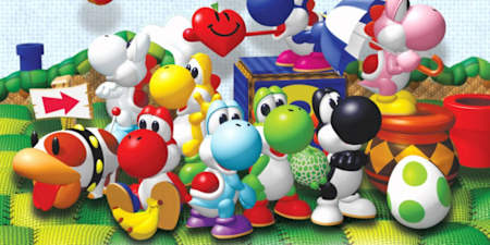 Ein Haufen Yoshis. Ein Promo-Artwork zu Yoshi's Story