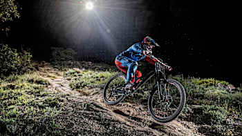 Loïc Bruni in action during filming of Night Chase in Cannes