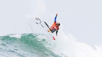 Kanoa Igarashi of Japan surfs in Heat 4 of the quarter-finals at the Lexus Trestles Pro on June 14, 2025 at San Clemente, California.