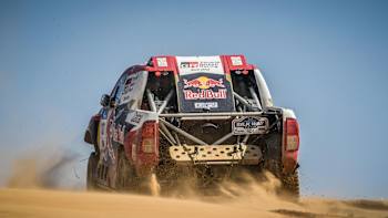 Nasser Al-Attiyah in the Toyota Hilux in action during Stage 5 of the Silk Way Rally, between Astrakhan and Volgograd, Russia, on July 25, 2018.