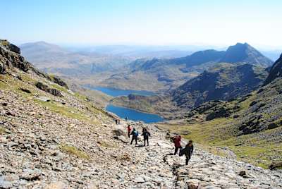 Hiking Welsh Three Peaks, one of the many routes up Snowdon.