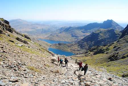 Hiking Welsh Three Peaks, one of the many routes up Snowdon.
